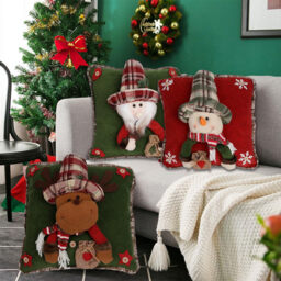 1Pc 16.14in/41cm Christmas Pillow Covers Cute 3D Snowman Reindeer Cushion Covers Holiday Pillow Cases for Sofa, Couch, Bed(Snowman) - thumbnail 4