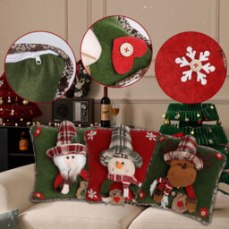 1Pc 16.14in/41cm Christmas Pillow Covers Cute 3D Snowman Reindeer Cushion Covers Holiday Pillow Cases for Sofa, Couch, Bed(Snowman) - thumbnail 3