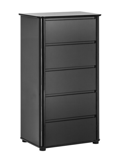 Interiors by Premier Drawer Chest Moritz High Gloss 5 Drawer Black - image 1