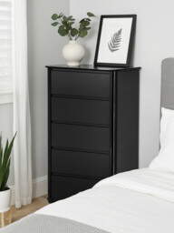 Interiors by Premier Drawer Chest Moritz High Gloss 5 Drawer Black - thumbnail 3