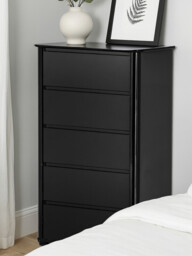 Interiors by Premier Drawer Chest Moritz High Gloss 5 Drawer Black - thumbnail 2