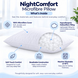NightComfort Soft Like Down Microfibre Pillow - Medium Support - thumbnail 2