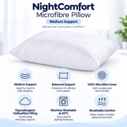 NightComfort Soft Like Down Microfibre Pillow - Medium Support - thumbnail 3