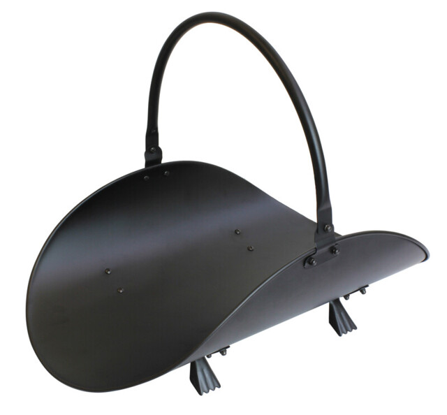 JVL Mendip Iron Fireside Log Basket Holder with Handle – Black - image 1