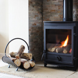 JVL Mendip Iron Fireside Log Basket Holder with Handle – Black - thumbnail 3