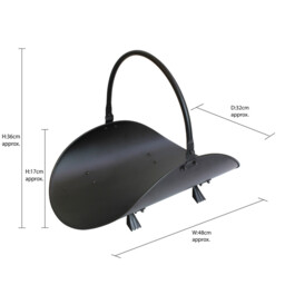 JVL Mendip Iron Fireside Log Basket Holder with Handle – Black - thumbnail 6