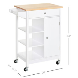 HOMCOM Kitchen Island Shelves White/Natural - thumbnail 6