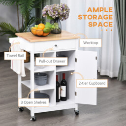 HOMCOM Kitchen Island Shelves White/Natural - thumbnail 4