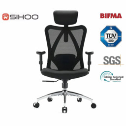 Sihoo M18 Ergonomic Office Chair, Computer Desk Chair with Adjustable Headrest and Lumbar Support, High Back Executive Swivel Chair for Home Office (Pure Black) - thumbnail 1