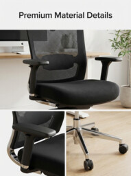 Sihoo M18 Ergonomic Office Chair, Computer Desk Chair with Adjustable Headrest and Lumbar Support, High Back Executive Swivel Chair for Home Office (Pure Black) - thumbnail 2