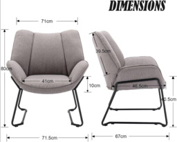 chairus Armchair for Living Room Upholstered Tub Chair Single Occasional Accent Chair with Metal Legs - thumbnail 7