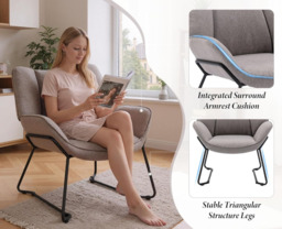 chairus Armchair for Living Room Upholstered Tub Chair Single Occasional Accent Chair with Metal Legs - thumbnail 4