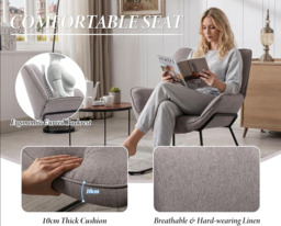chairus Armchair for Living Room Upholstered Tub Chair Single Occasional Accent Chair with Metal Legs - thumbnail 5