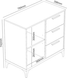 Galano Lawrence 1 Door 3 Drawer Sideboard – Cabinet Storage Organizer for Home – Storage Sideboard with Adjustable Shelves – Dusty Grey Oak Finish - thumbnail 3