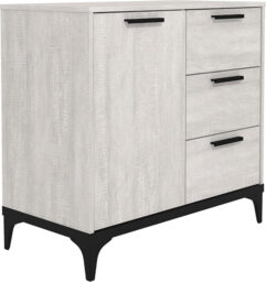 Galano Lawrence 1 Door 3 Drawer Sideboard – Cabinet Storage Organizer for Home – Storage Sideboard with Adjustable Shelves – Dusty Grey Oak Finish - thumbnail 1