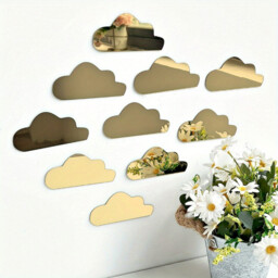 10pcs PVC mirror wall stickers, irregular wall decoration, cloud stickers，gold - thumbnail 3