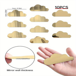 10pcs PVC mirror wall stickers, irregular wall decoration, cloud stickers，gold - thumbnail 6
