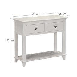 Console Table Provence 2 Drawers Rustic Pine White - thumbnail 3