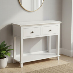 Console Table Provence 2 Drawers Rustic Pine White - thumbnail 7
