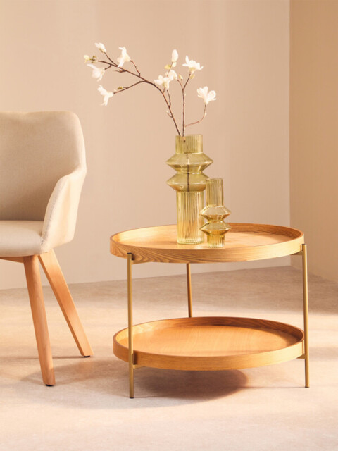 Interiors by Premier Side Table Viborg Round Natural 2 Shelf - image 1