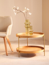 Interiors by Premier Side Table Viborg Round Natural 2 Shelf - thumbnail 1