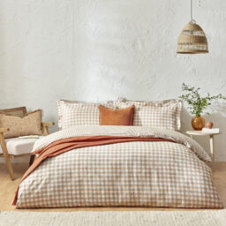 Yard Duvet Cover Set Barton Check 100% Cotton Biscuit Double - thumbnail 2