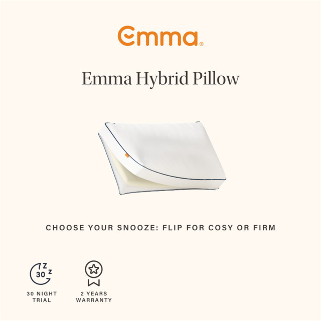 Emma Pillow Hybrid 2 in 1 Memory Foam & Microfibre Soft & Firm - image 1