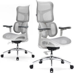 SIHOO Doro S100 Ergonomic Office Chair, Dual Dynamic Lumbar Support, 5-Position Backrest Adjustment, 4D Coordinated Armrests, 135° Recline, Home Office Chair, White - thumbnail 2