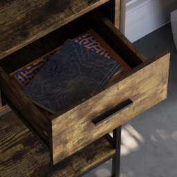 Vida Designs Console Table Brooklyn 3 Drawers Rustic Brown/Black - thumbnail 2
