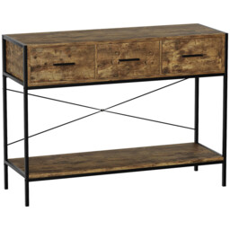 Vida Designs Console Table Brooklyn 3 Drawers Rustic Brown/Black - thumbnail 4