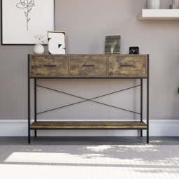 Vida Designs Console Table Brooklyn 3 Drawers Rustic Brown/Black - thumbnail 3