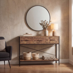 Vida Designs Console Table Brooklyn 3 Drawers Rustic Brown/Black - thumbnail 4