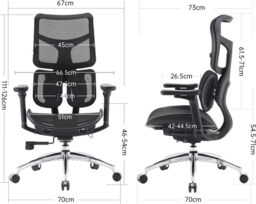 Sihoo Dora S100 Black Frame Black Mesh Ergonomic Office Chair - thumbnail 5
