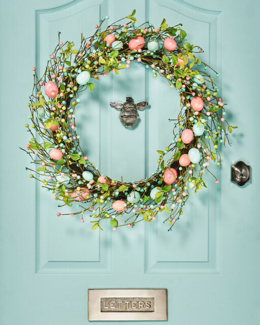 Spring Artificial Wreath Easter Egg Blue/Pink - image 1