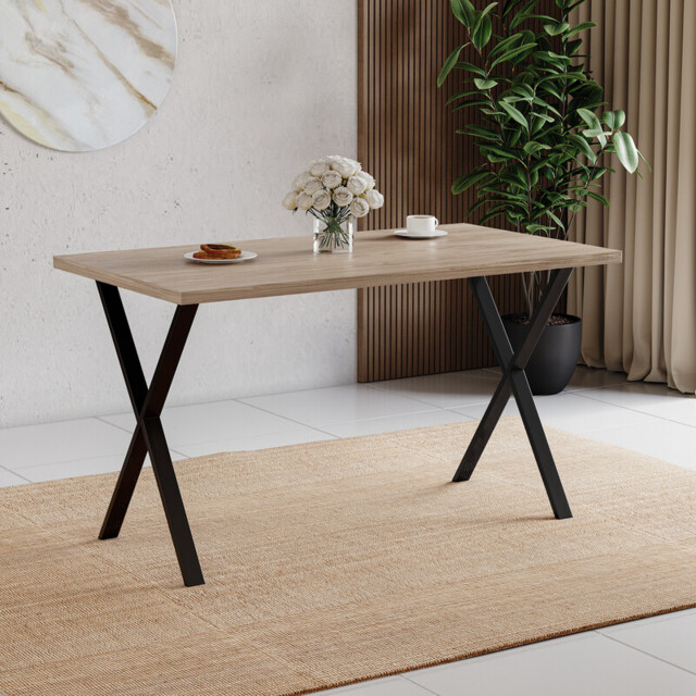 Vida Designs 4 Seater Dining Table With X Shape Legs, Oak - image 1