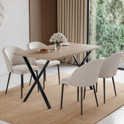 Vida Designs 4 Seater Dining Table With X Shape Legs, Oak - thumbnail 6