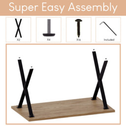 Vida Designs 4 Seater Dining Table With X Shape Legs, Oak - thumbnail 2