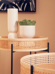 Interiors by Premier Side Table Depok Round Rattan/Black - thumbnail 2