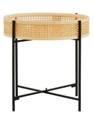 Interiors by Premier Side Table Depok Round Rattan/Black - thumbnail 1