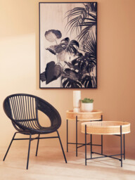 Interiors by Premier Side Table Depok Round Rattan/Black - thumbnail 3