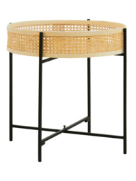 Interiors by Premier Side Table Depok Round Rattan/Black - thumbnail 5
