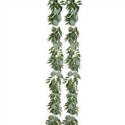 Wei‘s Moment 2Pcs 6.5Ft Artificial Eucalyptus Garland with Willow Leaves Fake Hanging Greenery Vines Table Runner Garland for Wedding Backdrop Arch Wall Decor - thumbnail 3