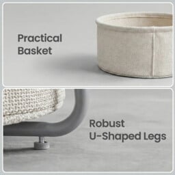 Ochama Side Table, Round End Table with Fabric Basket, for Living Room Bedroom, Bedside Table, Modern Style, Grey - thumbnail 7
