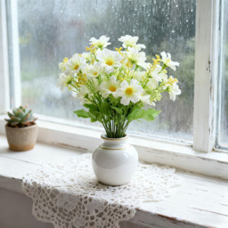 Yuejia 4pcs 11.02in/28cmArtificial Daisy Mums Flowers Outdoor Plants Fake Silk Flowers No Fade Greenery Shrubs Home Wedding Office Garden Porch Décor(white) - thumbnail 1