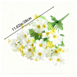 Yuejia 4pcs 11.02in/28cmArtificial Daisy Mums Flowers Outdoor Plants Fake Silk Flowers No Fade Greenery Shrubs Home Wedding Office Garden Porch Décor(white) - thumbnail 7