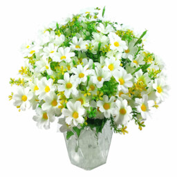 Yuejia 4pcs 11.02in/28cmArtificial Daisy Mums Flowers Outdoor Plants Fake Silk Flowers No Fade Greenery Shrubs Home Wedding Office Garden Porch Décor(white) - thumbnail 2