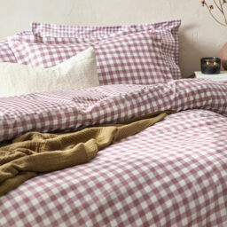 Yard Duvet Cover Set Barton Check 100% Cotton Berry Double - thumbnail 2