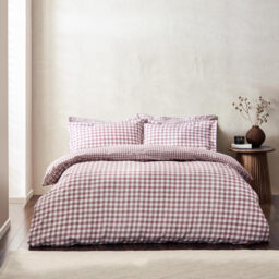 Yard Duvet Cover Set Barton Check 100% Cotton Berry Double - thumbnail 1
