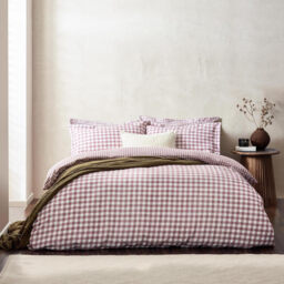 Yard Duvet Cover Set Barton Check 100% Cotton Berry Double - thumbnail 5