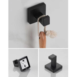 JORDAN&JUDY 5-Piece Black Towel Rack Set, Bathroom Storage, Stylish & Functional - thumbnail 5